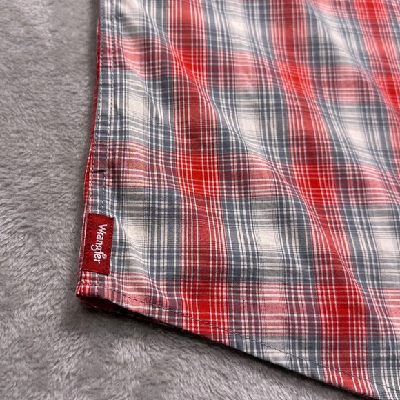 Wrangler XL Slim Fit Western Plaid Shirt – Aura Orange Gray Button Up RanchWear‎ - Picture 8 of 16